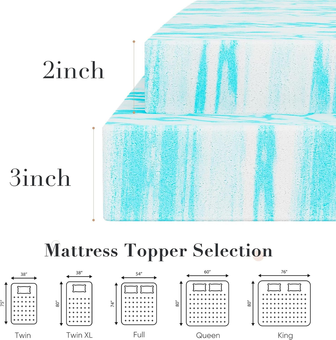 DUMOS Twin Memory Foam Topper – 2"