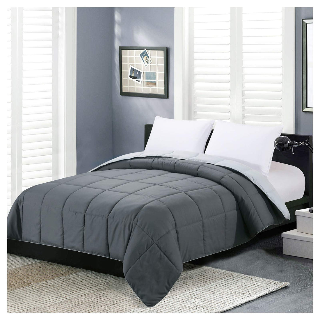 Homelike Moment Queen Comforter – Reversible Grey