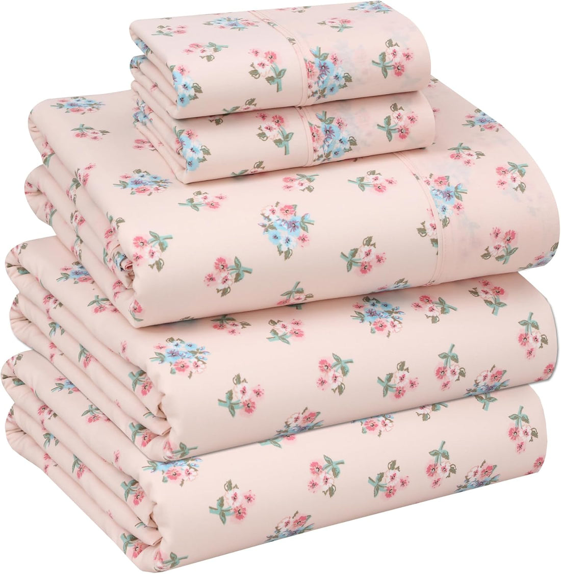 RUVANTI Split King Cotton Sheet Set – Floral, 5PC