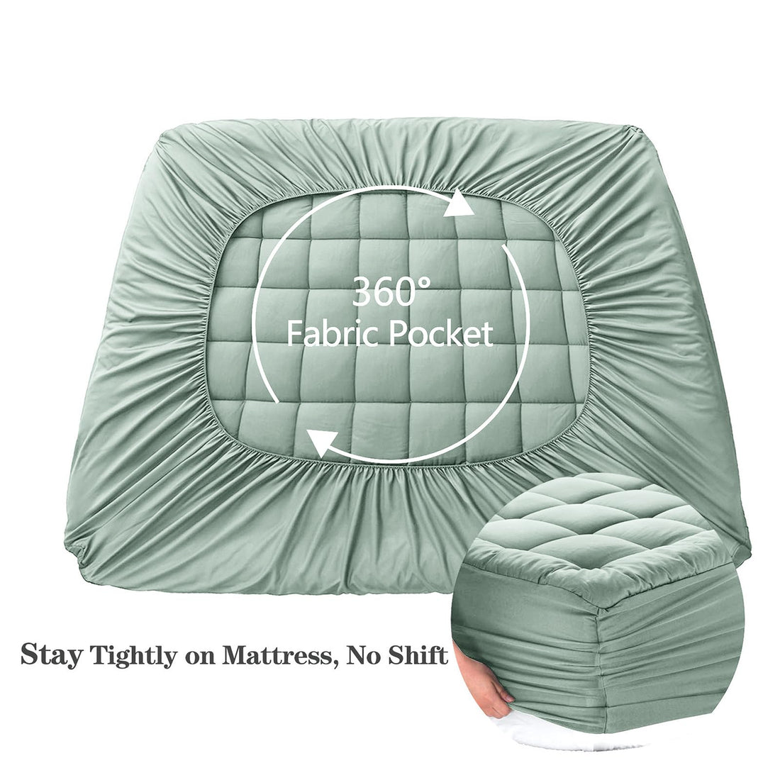 EASELAND Queen Mattress Pad – Pillow Top, White