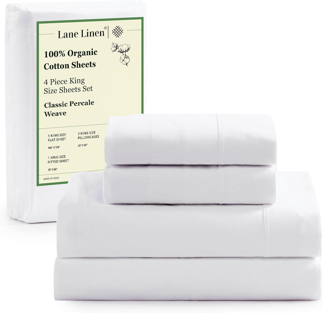 LANE LINEN Queen Organic Sheet Set – White