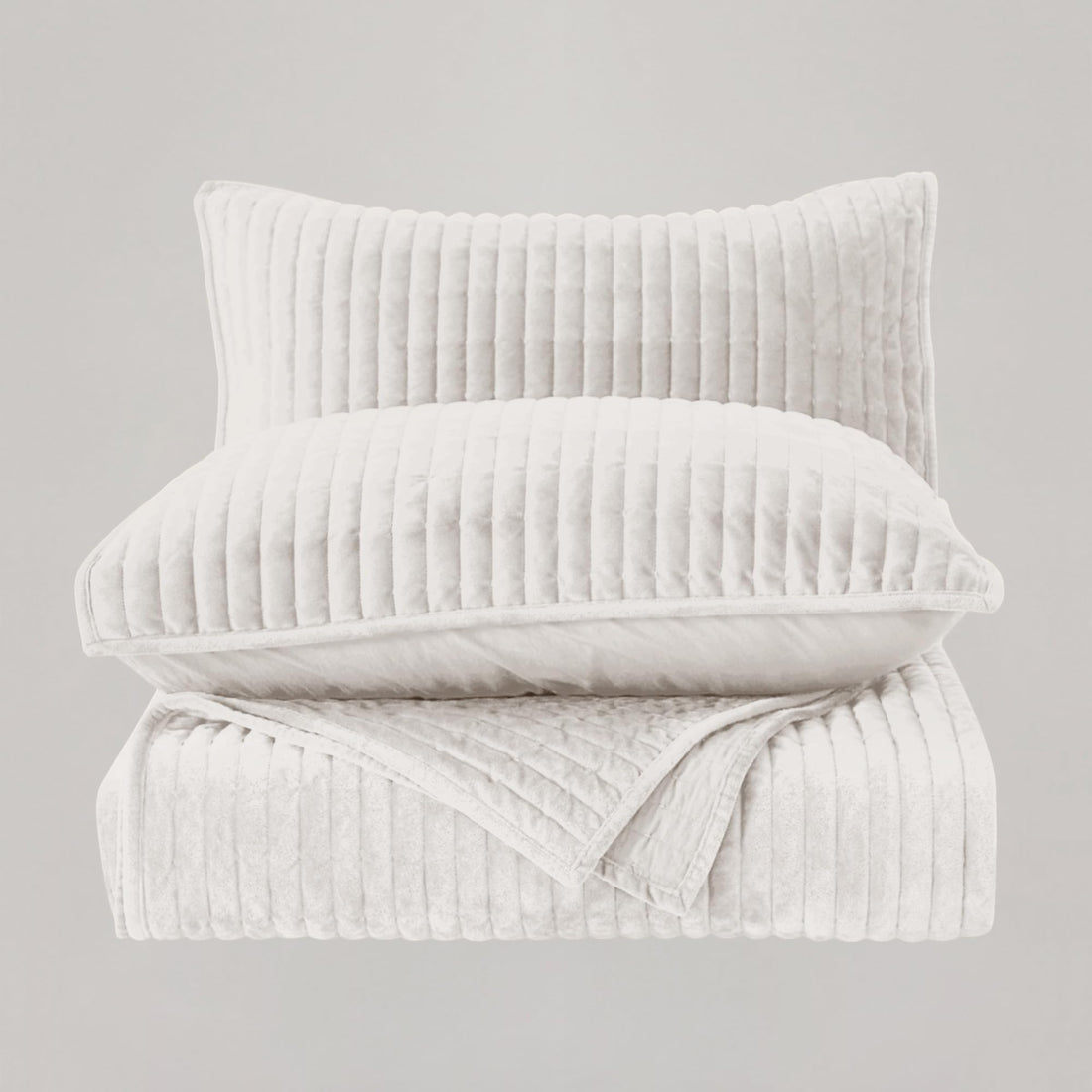 Velvet Striped Quilt – Queen Green