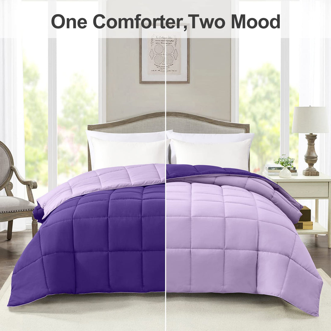 Homelike Moment Queen Comforter – Reversible Grey