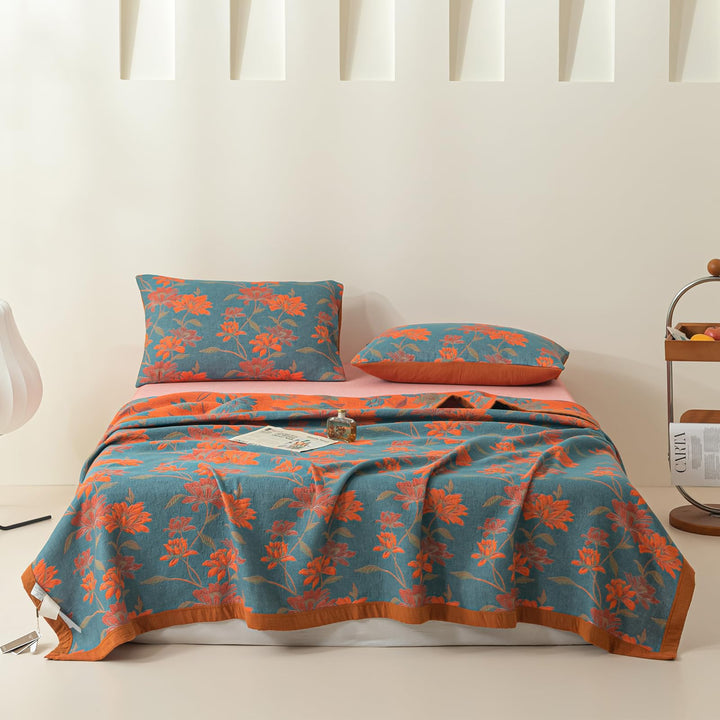 Cotton Jacquard Floral Quilt – King