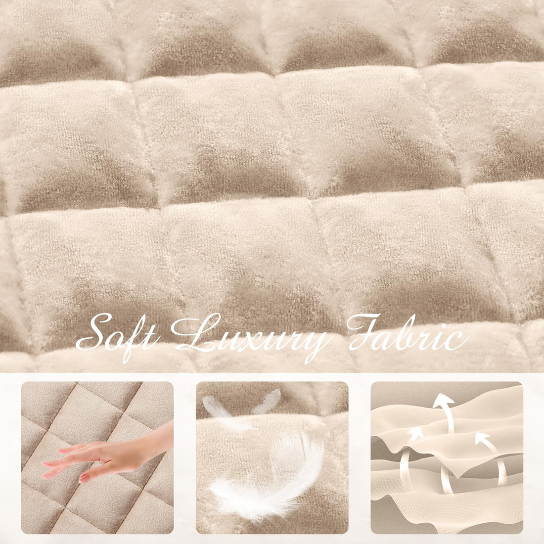 Velvet King Quilt Set – Cream