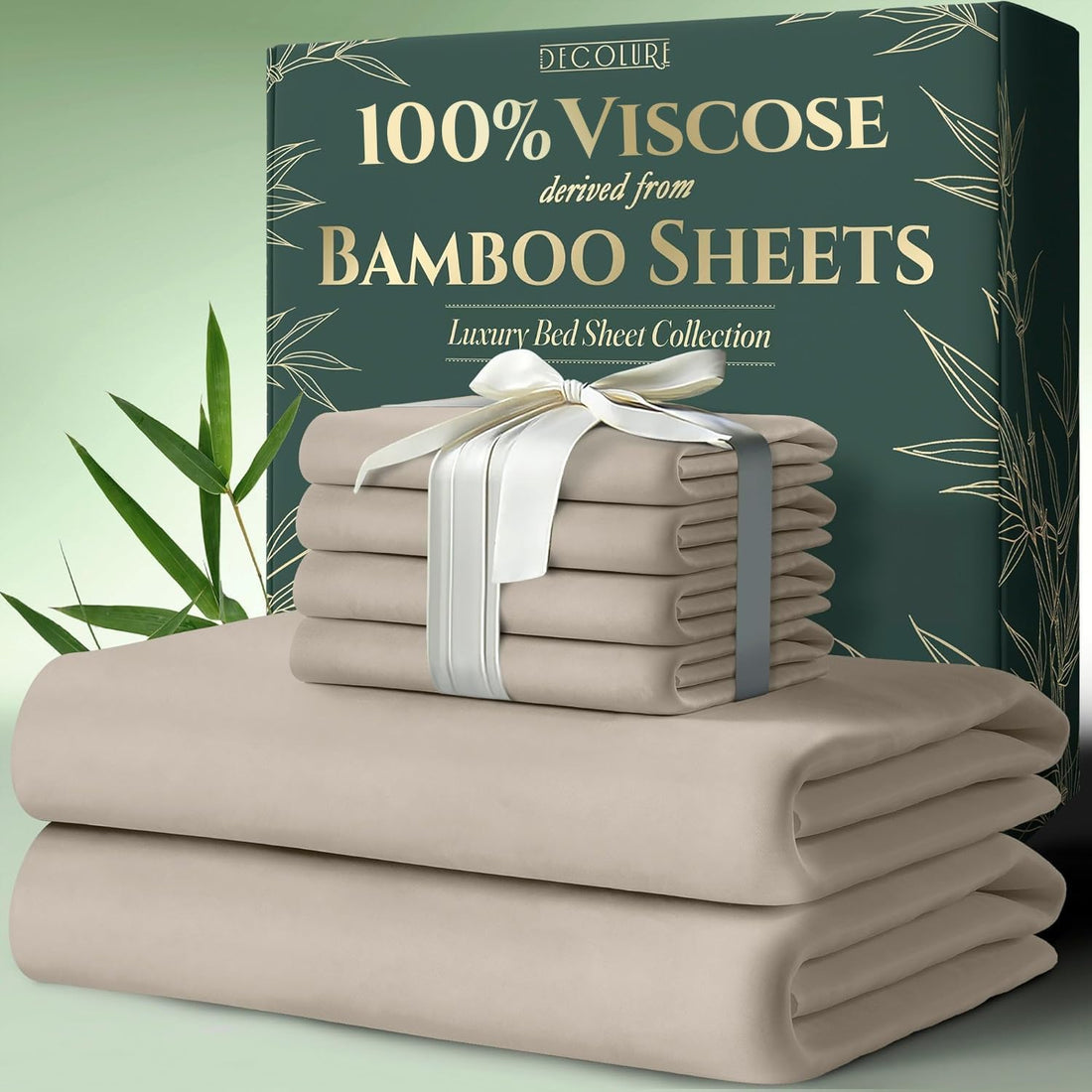 DECOLURE Bamboo Sheet Set – King, Cooling Taupe