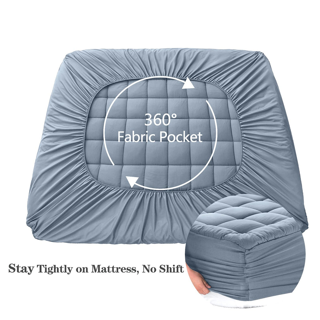 EASELAND Queen Mattress Pad – Pillow Top, White