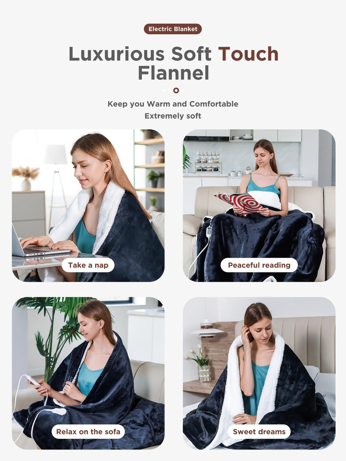 Electric Heated Throw – Flannel & Sherpa