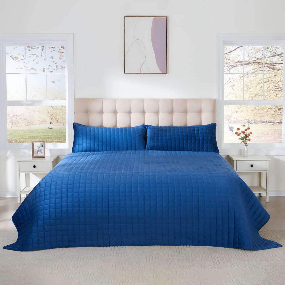 Velvet King Quilt Set – Cream