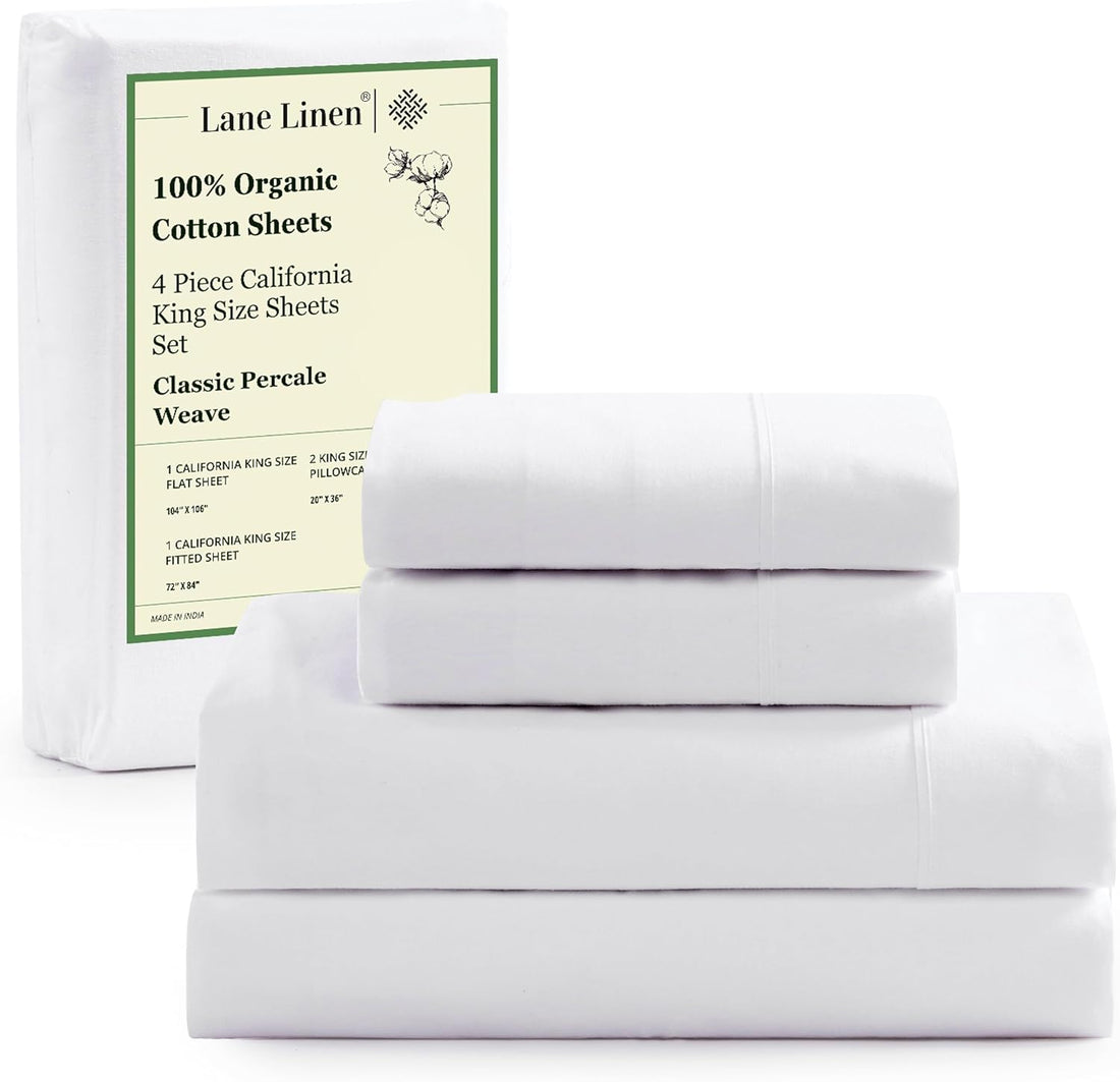 LANE LINEN Queen Organic Sheet Set – White