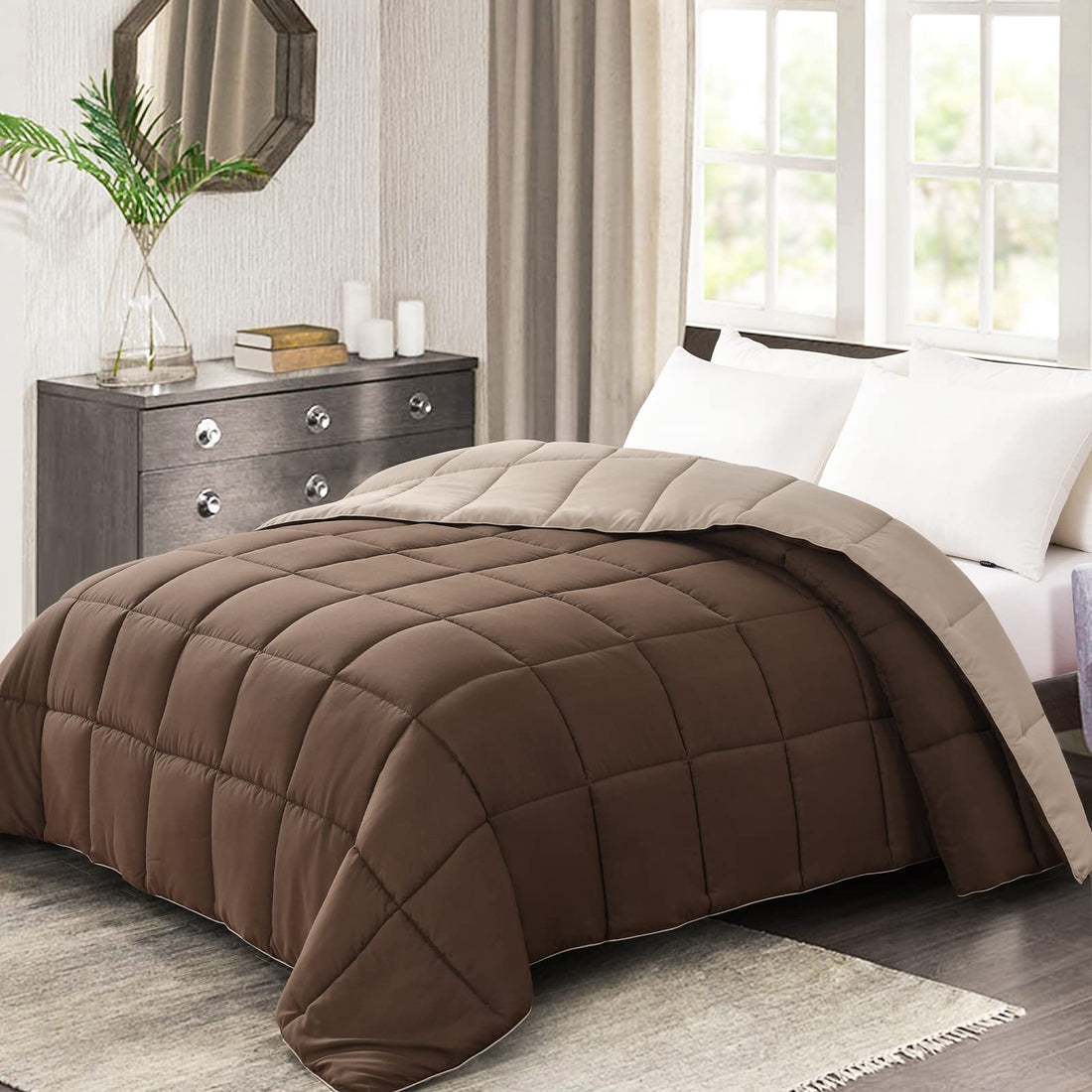 Homelike Moment Queen Comforter – Reversible Grey