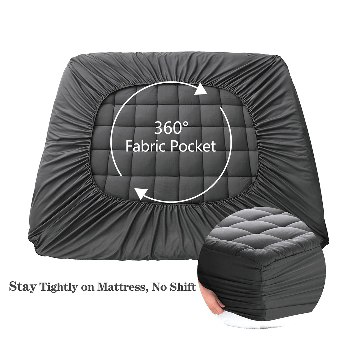 EASELAND Queen Mattress Pad – Pillow Top, White