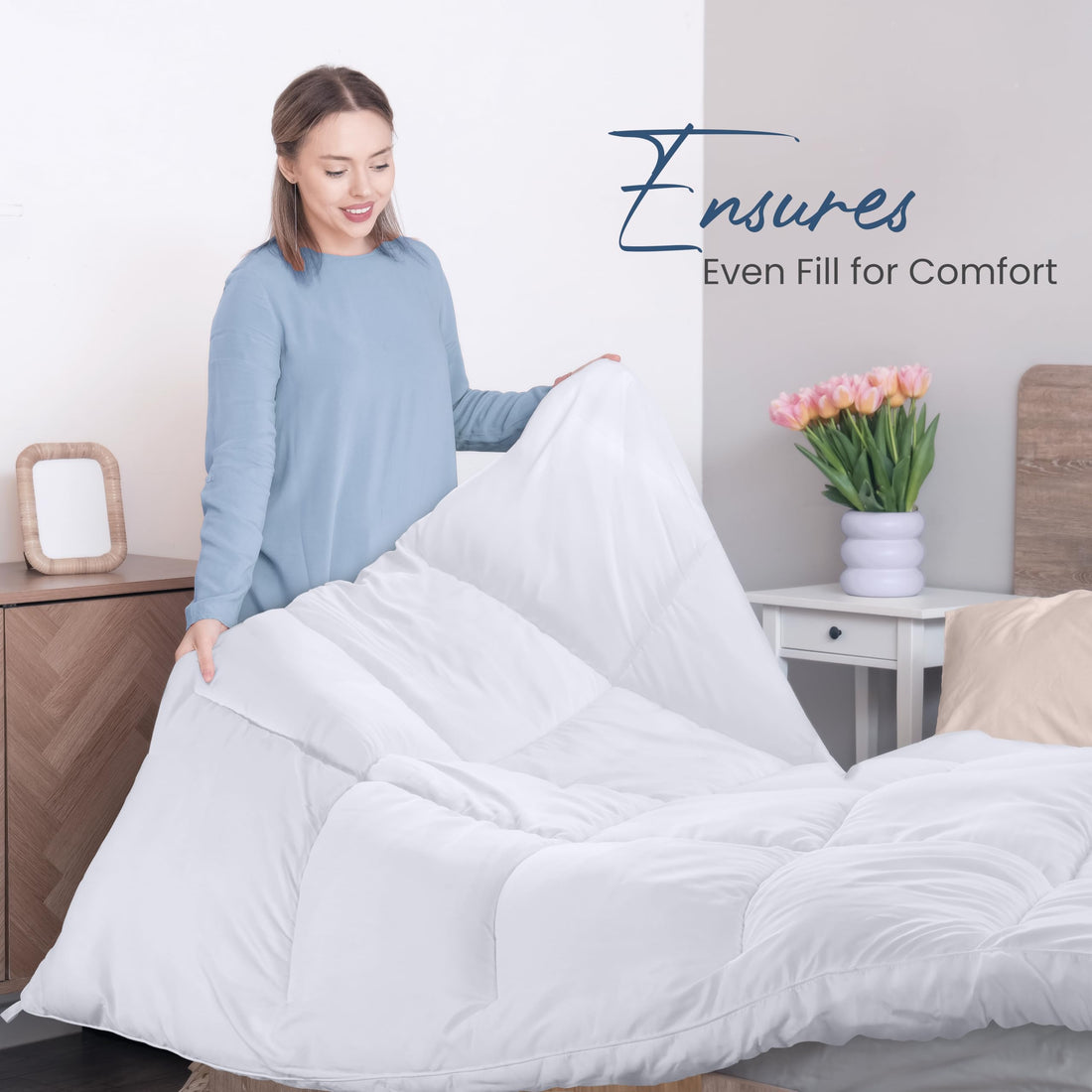 Utopia Queen Comforter – White Down Alternative