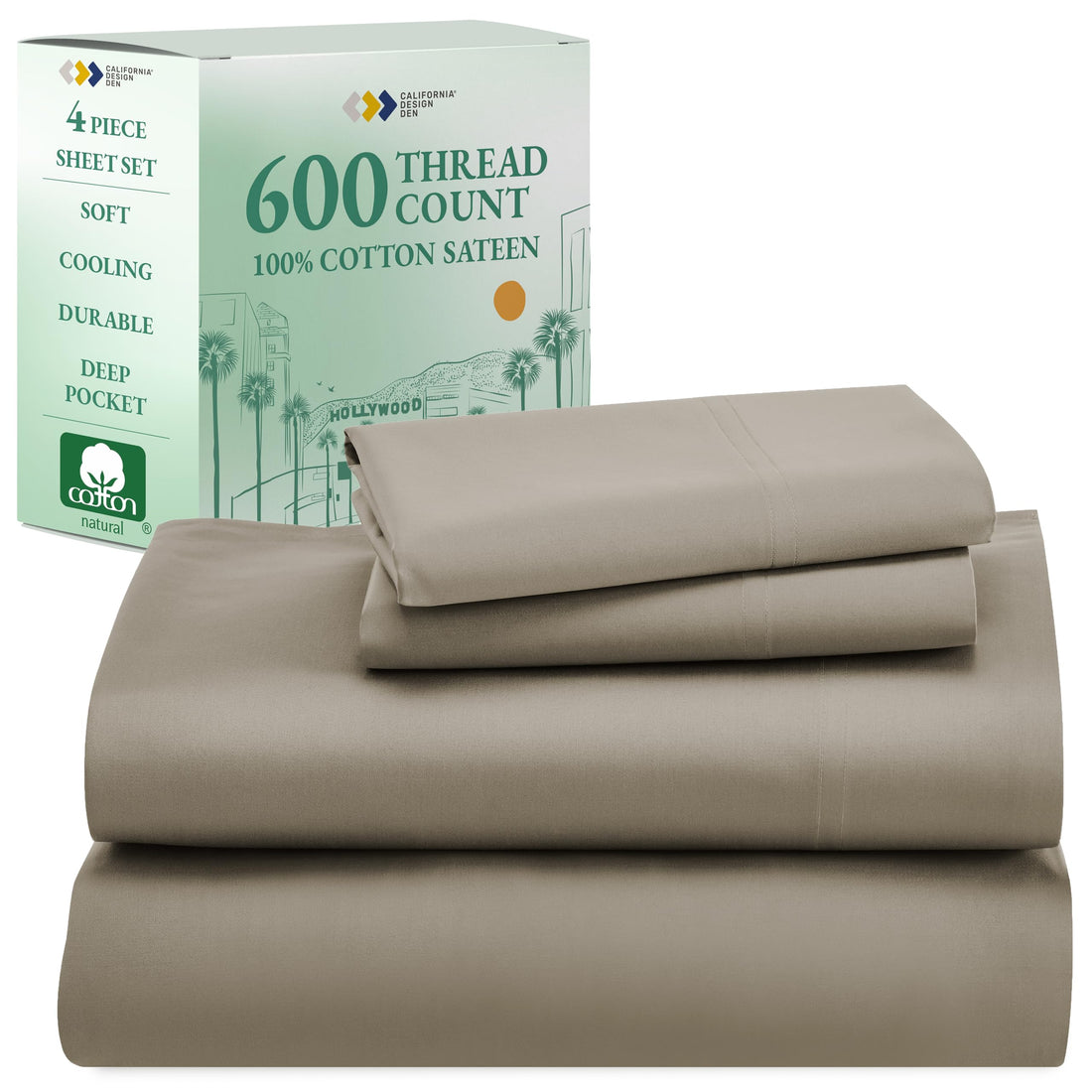 California Design Den King Sheet Set – 100% Cotton, White