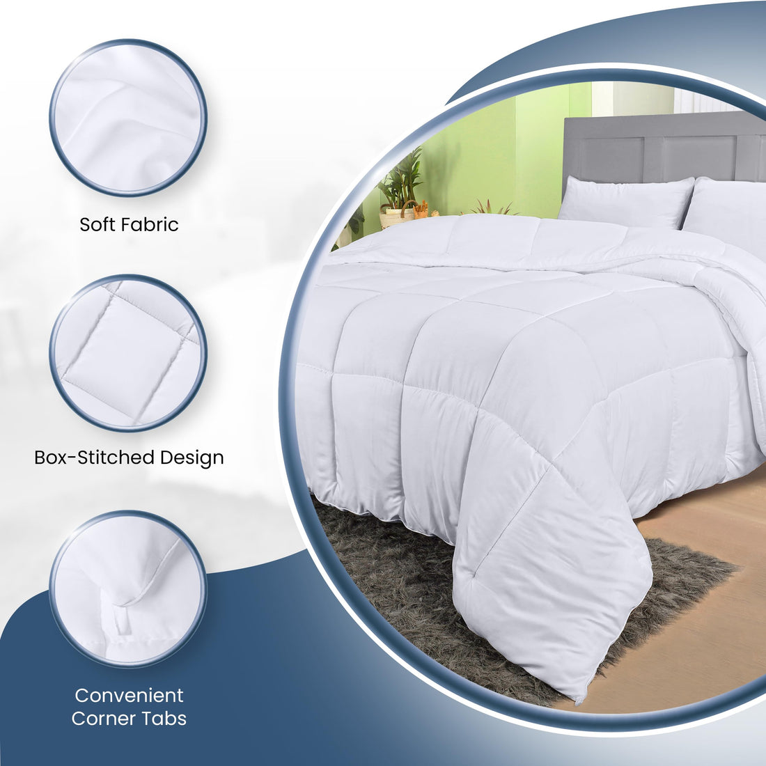 Utopia Queen Comforter – White Down Alternative
