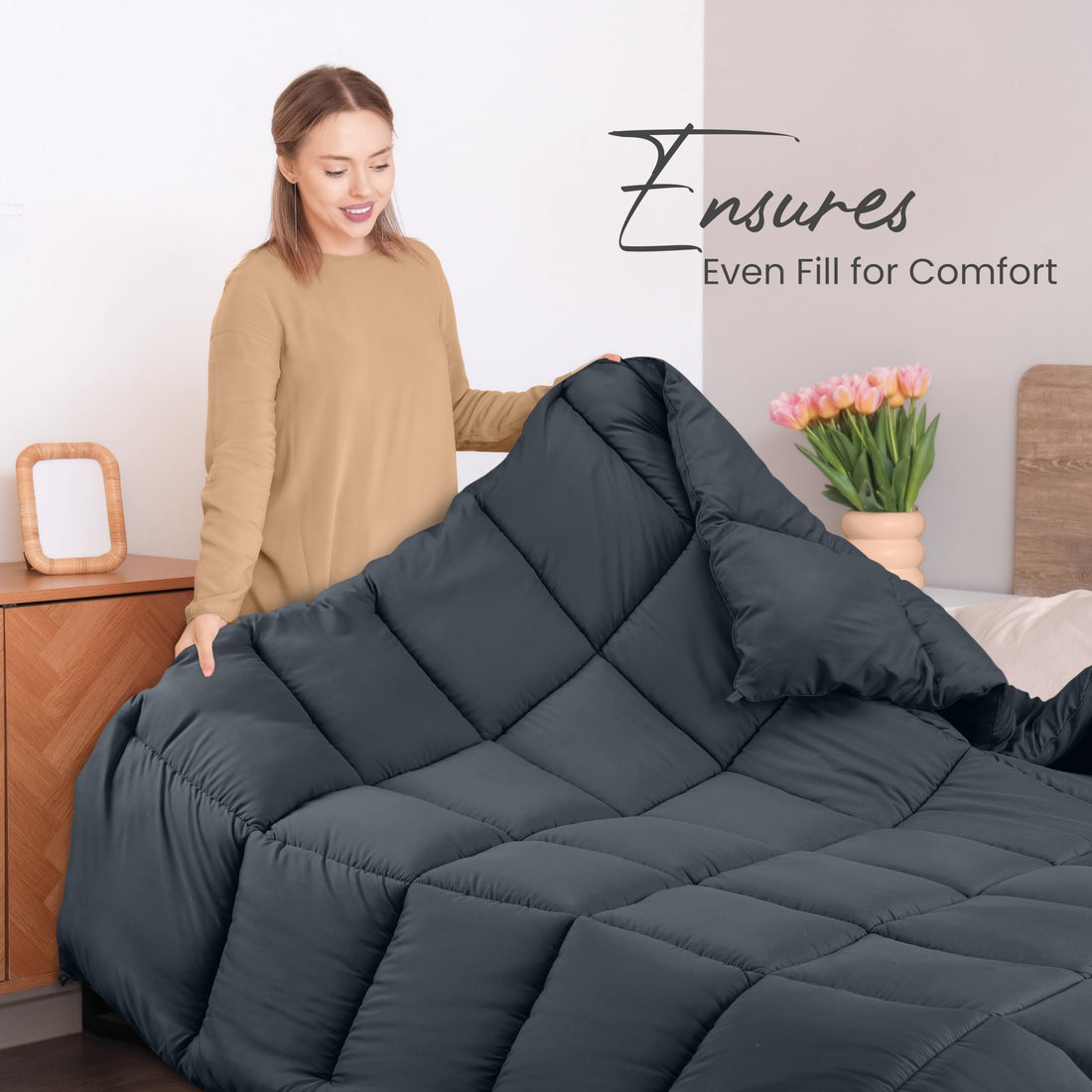 Utopia Queen Comforter – White Down Alternative