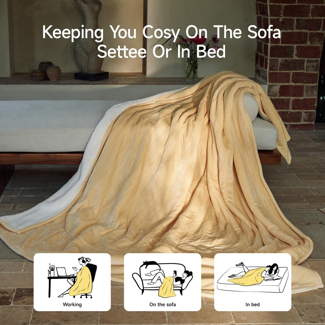 GOTCOZY Electric Heated Throw – Green, 50"x60"