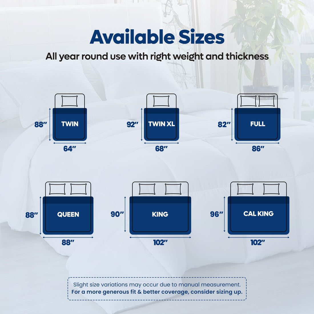 Utopia Queen Comforter – White Down Alternative