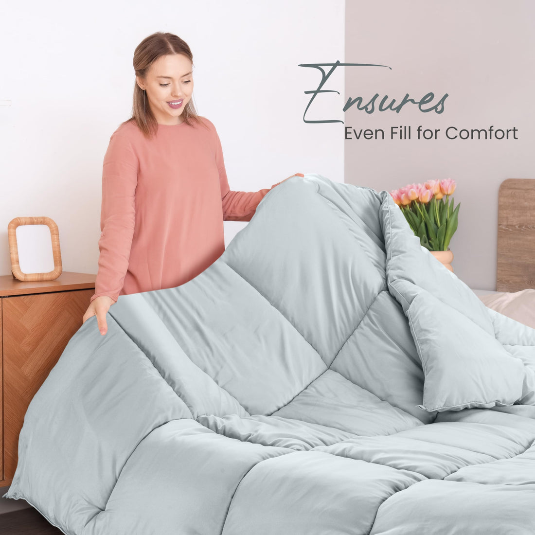 Utopia Queen Comforter – White Down Alternative