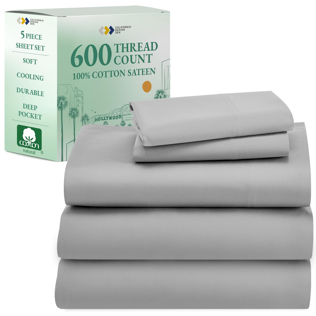 California Design Den King Sheet Set – 100% Cotton, White