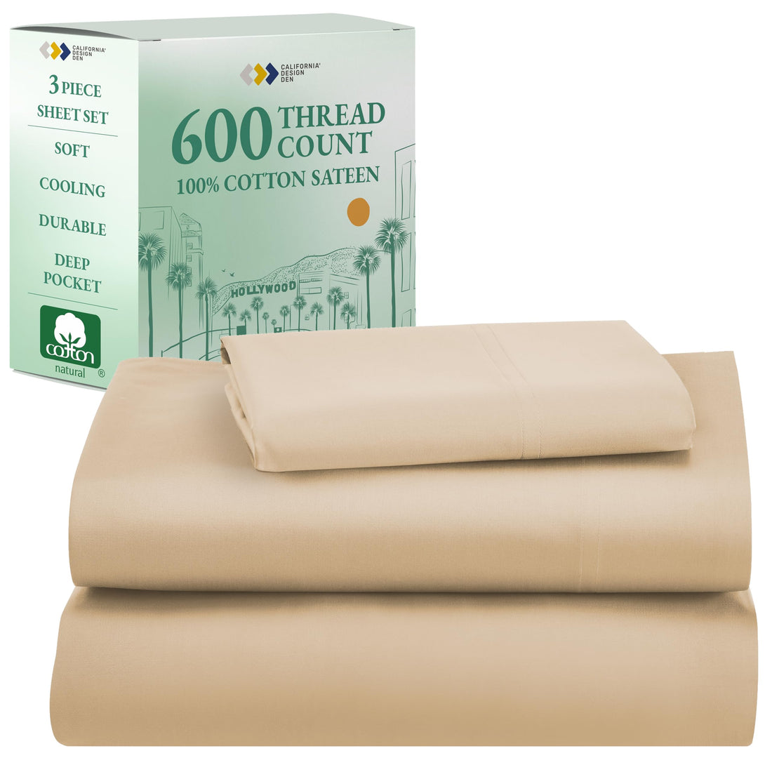 California Design Den King Sheet Set – 100% Cotton, White