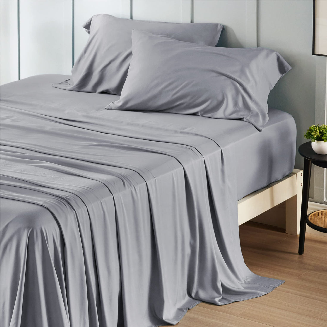 Bedsure King Cooling Bamboo Sheets – Light Beige