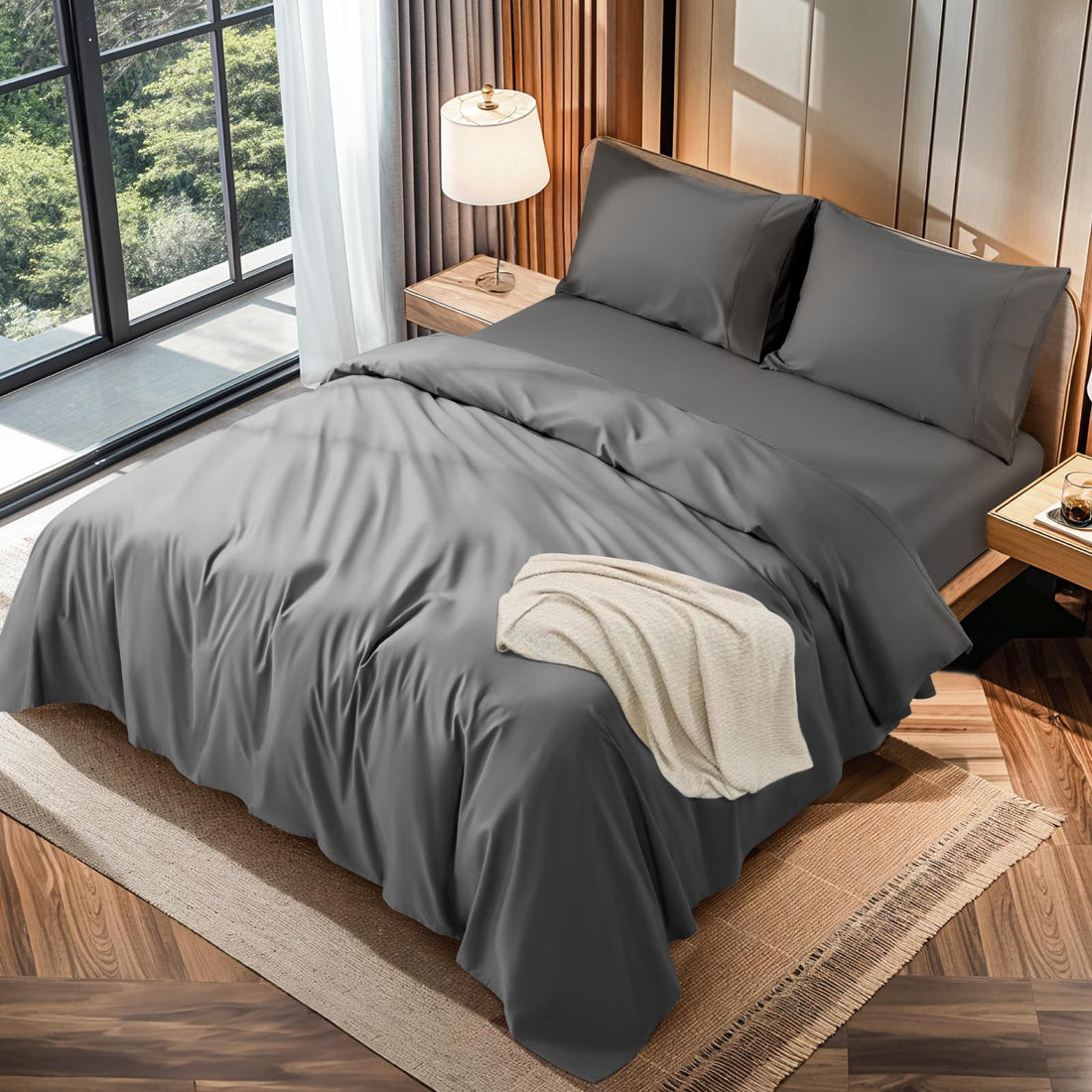 LBRO2M Cotton Sheets – King, Dark Grey