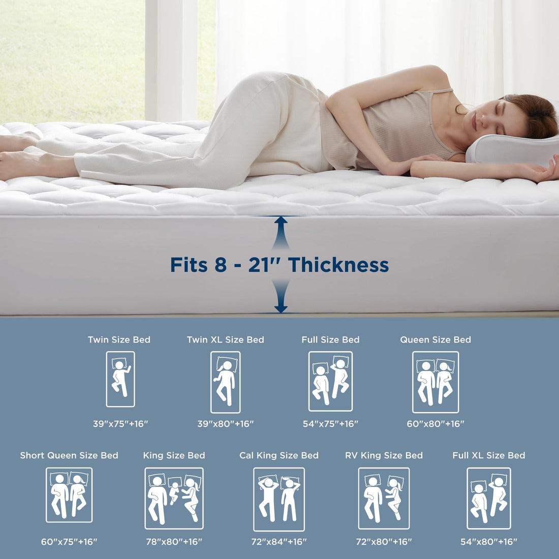 Bedsure Twin XL Mattress Pad – White
