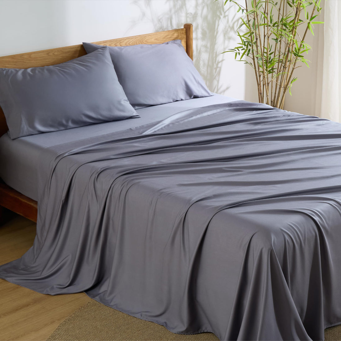 Bedsure King Cooling Bamboo Sheets – Light Beige