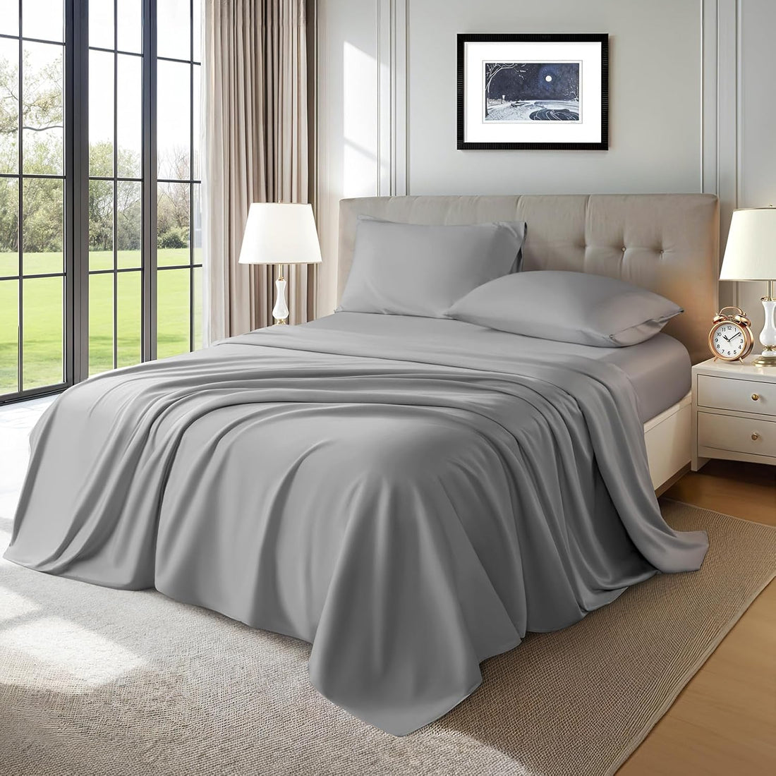 LBRO2M Tencel Cooling Sheet Set – King, Gray