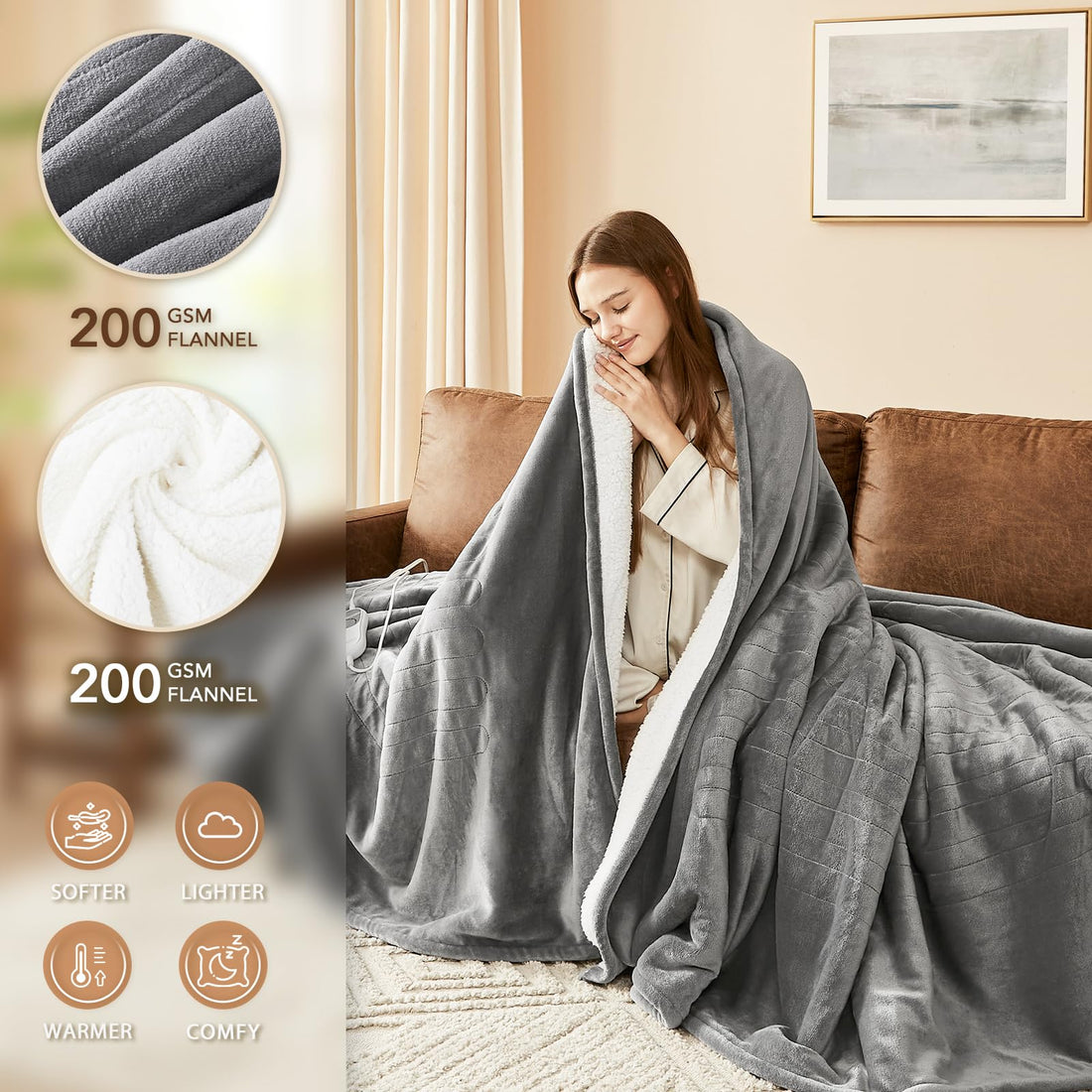 Homemate Twin Electric Blanket – Grey