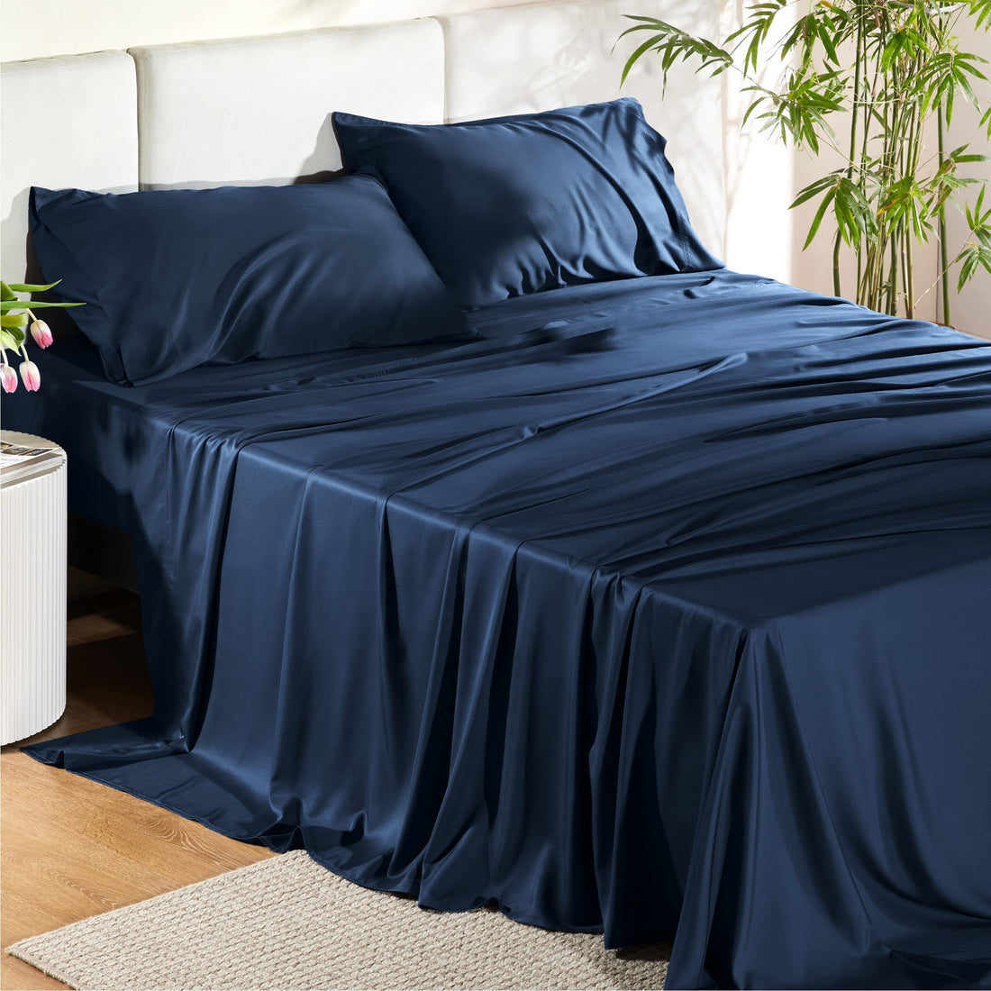 Bedsure King Cooling Bamboo Sheets – Light Beige