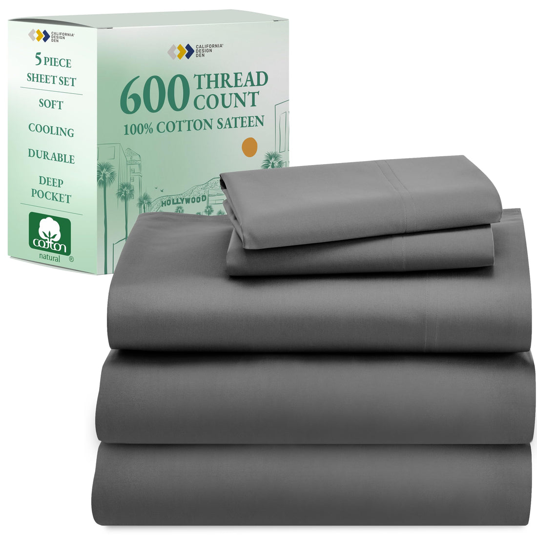 California Design Den King Sheet Set – 100% Cotton, White