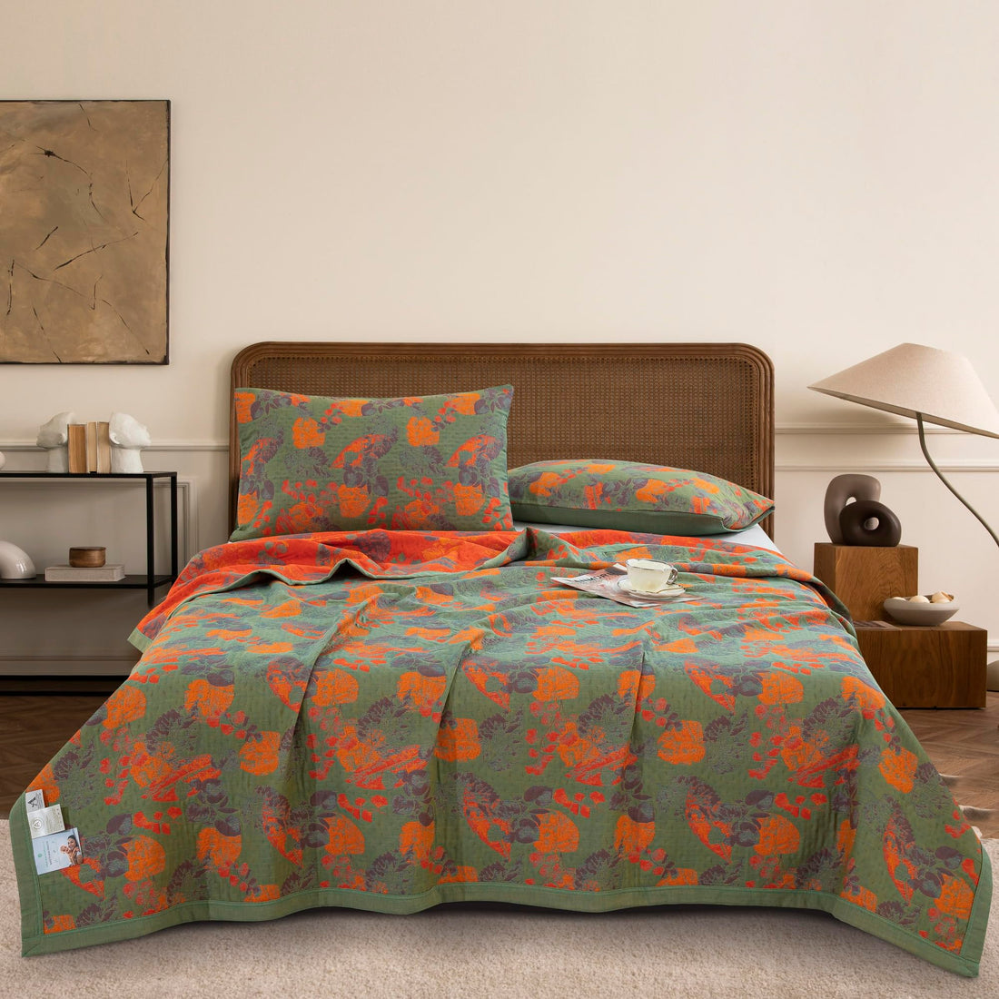 Cotton Jacquard Floral Quilt – King
