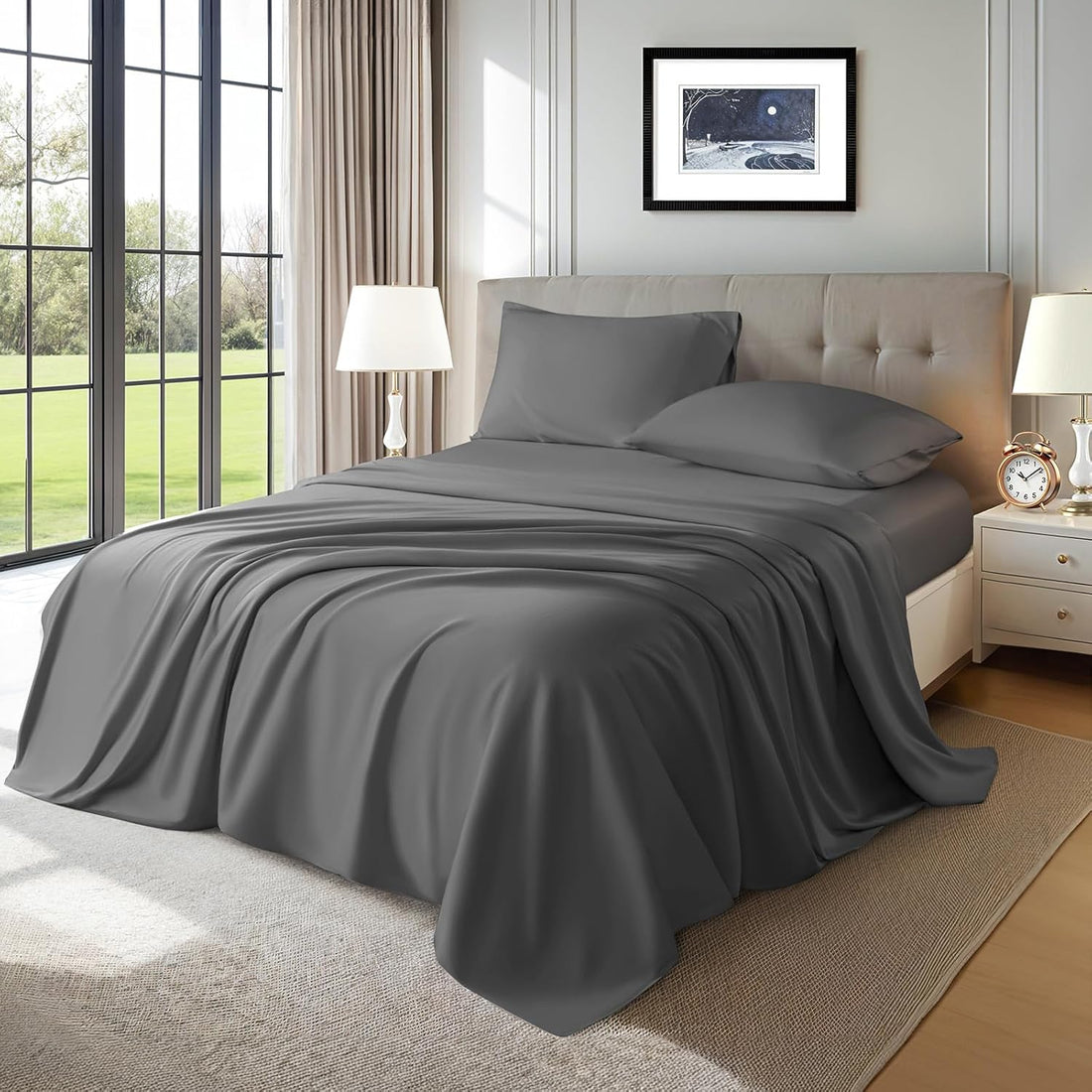LBRO2M Tencel Cooling Sheet Set – King, Gray
