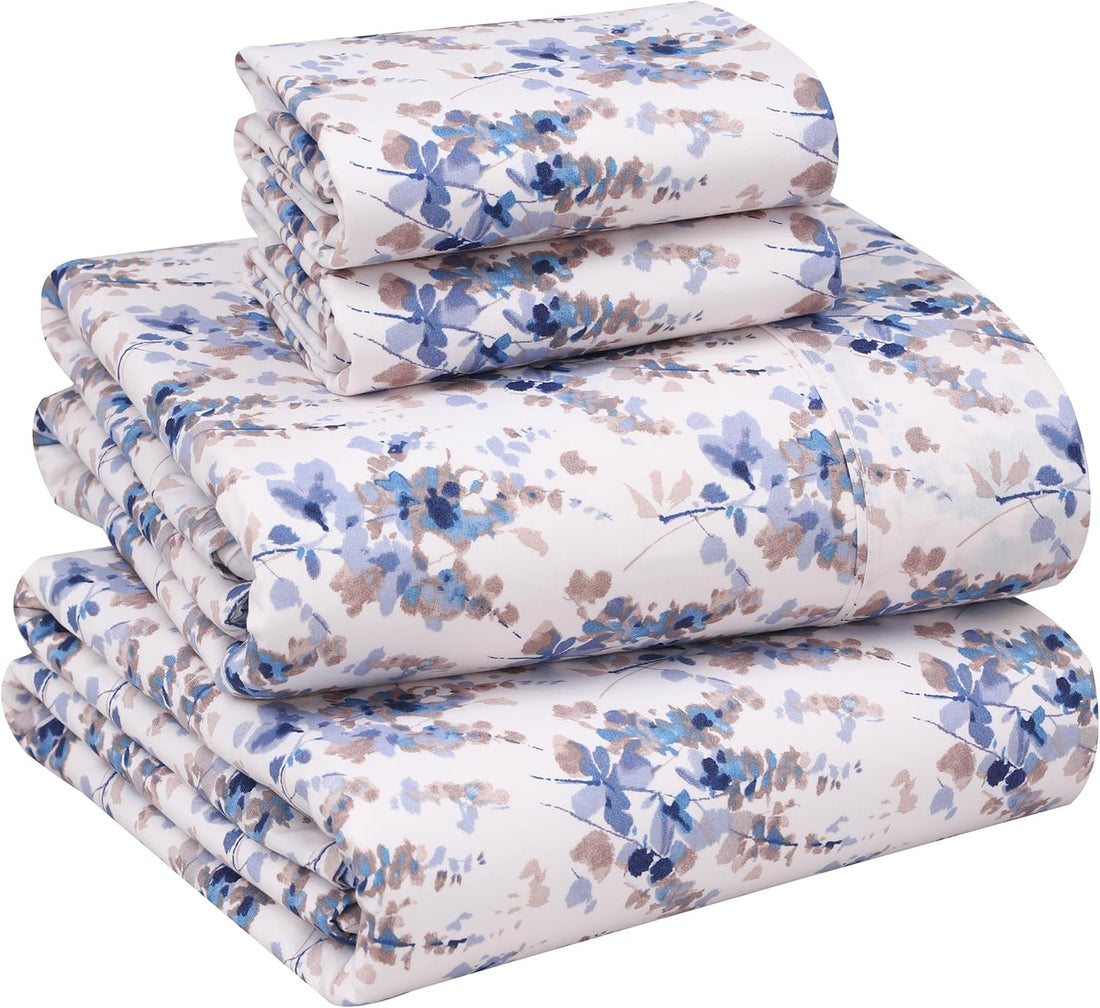 RUVANTI Split King Cotton Sheet Set – Floral, 5PC