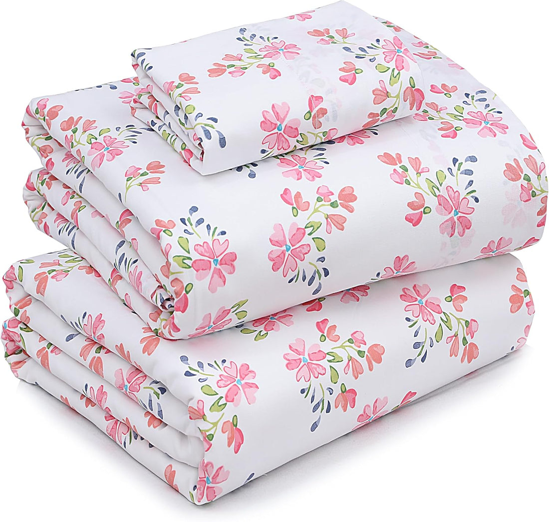RUVANTI Split King Cotton Sheet Set – Floral, 5PC
