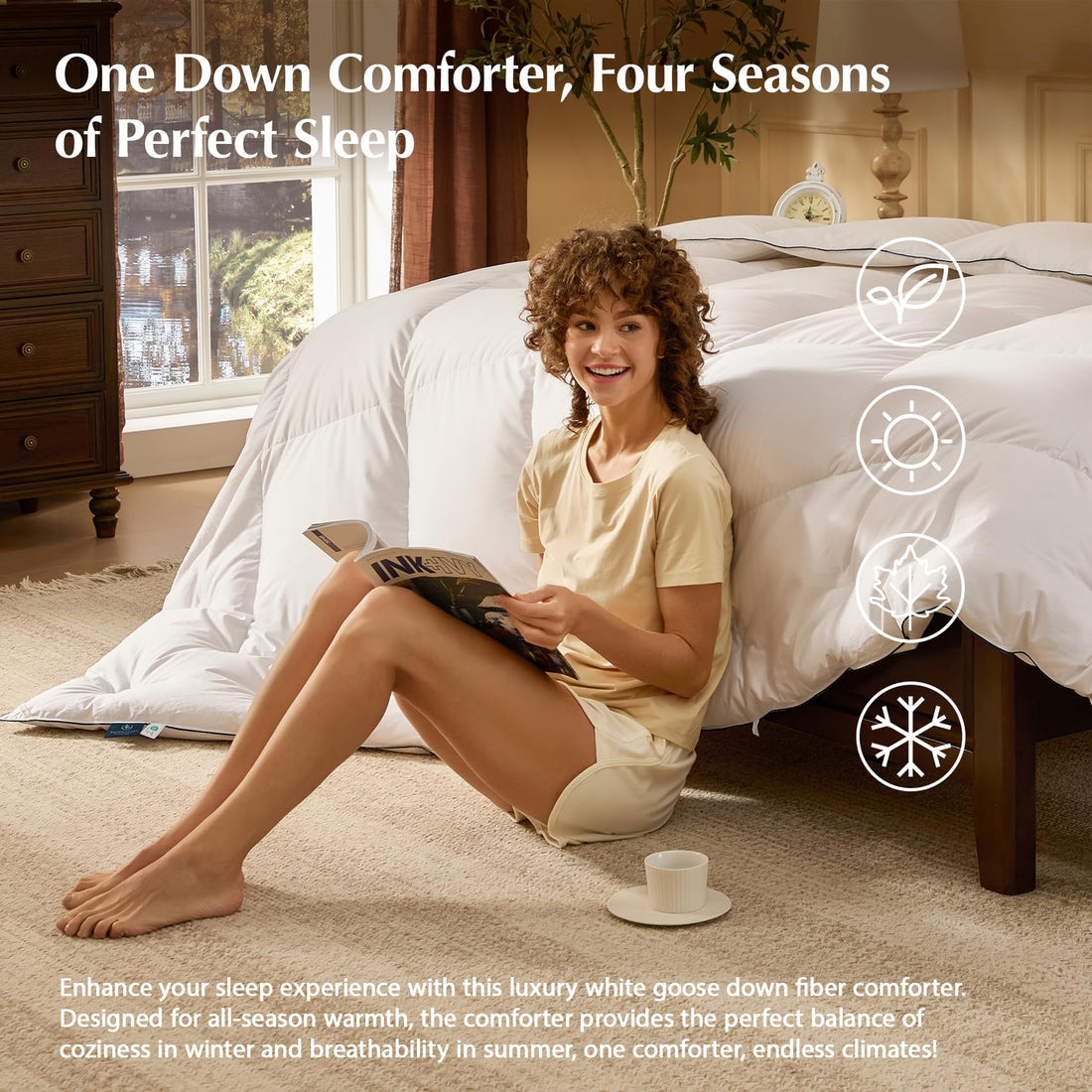 Pacific Coast King Down Comforter – White, All Season