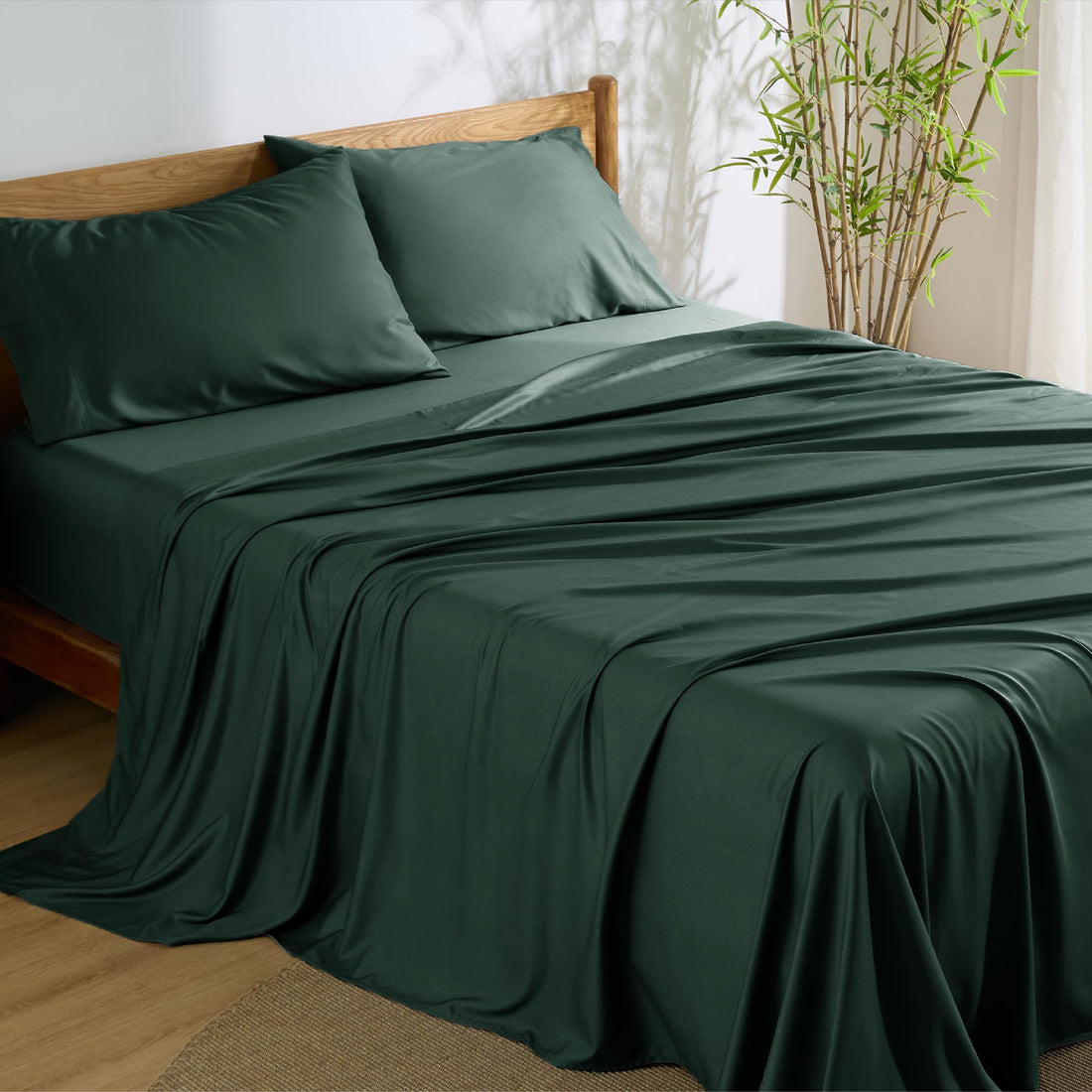 Bedsure King Cooling Bamboo Sheets – Light Beige