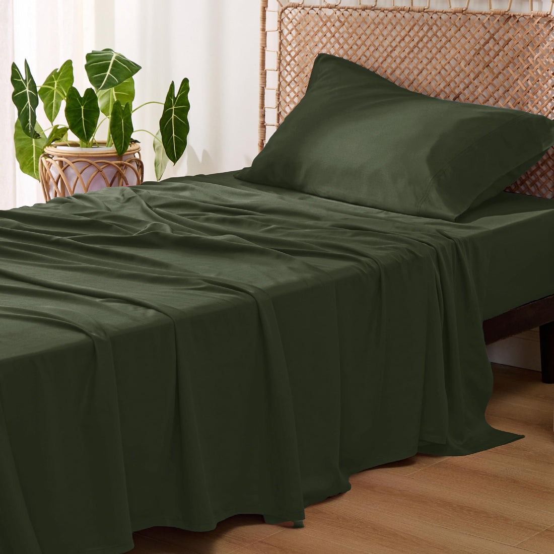Bedsure King Cooling Bamboo Sheets – Light Beige