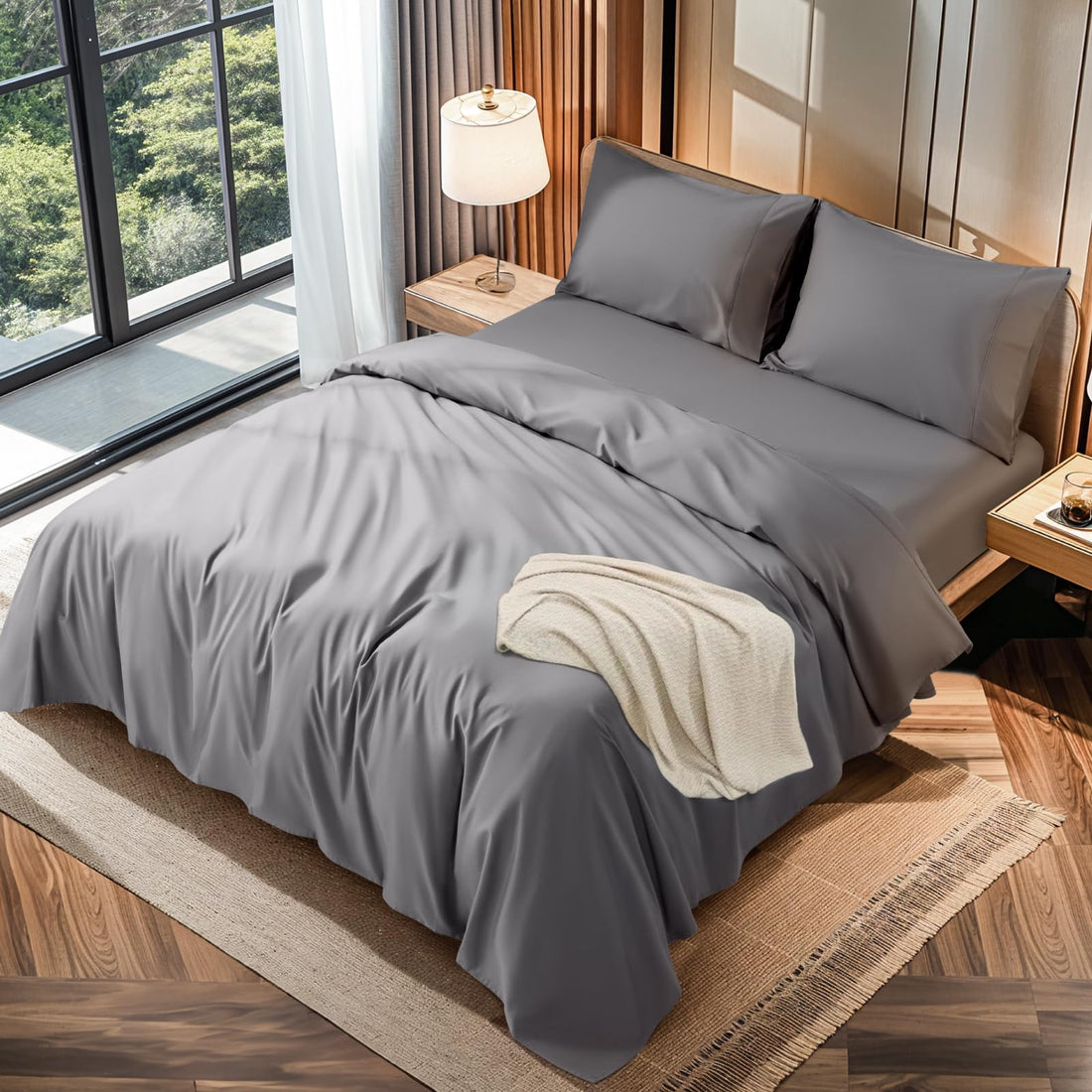 LBRO2M Cotton Sheets – King, Dark Grey