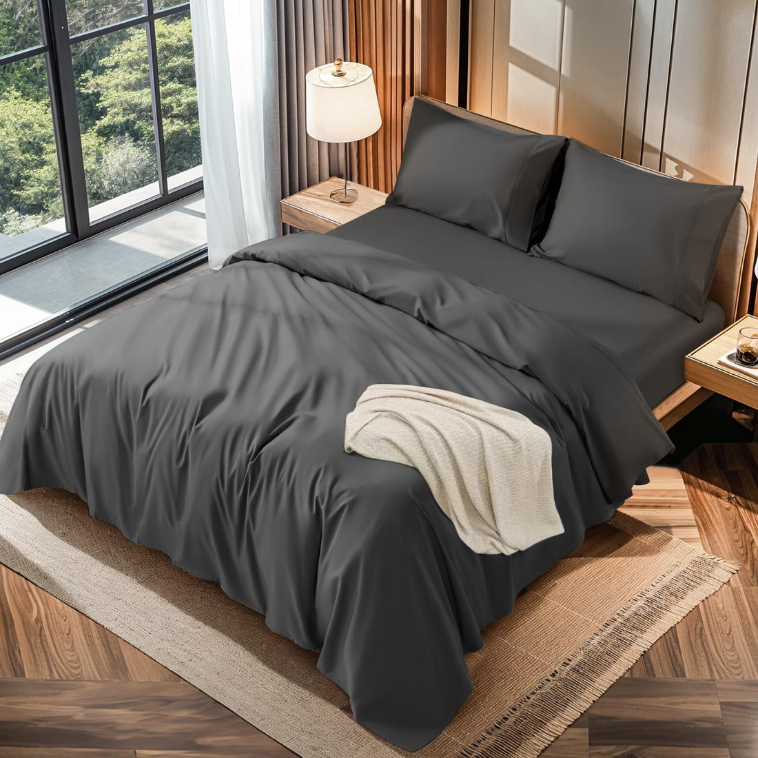 LBRO2M Cotton Sheets – King, Dark Grey