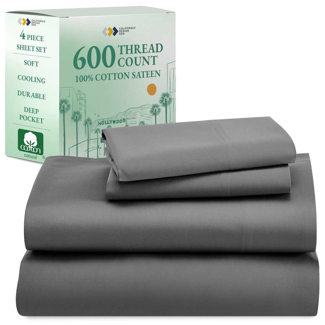 California Design Den King Sheet Set – 100% Cotton, White