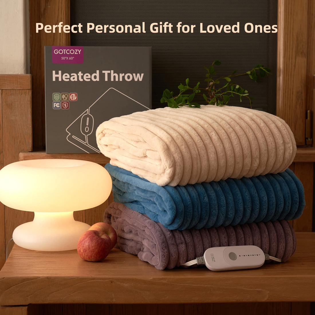 GOTCOZY Electric Heated Throw – Green, 50"x60"