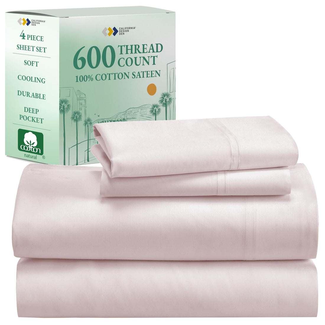 California Design Den King Sheet Set – 100% Cotton, White