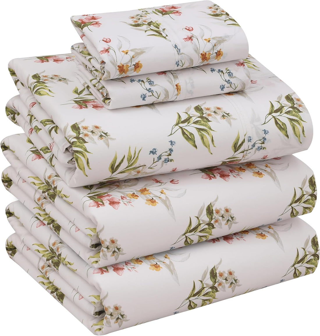 RUVANTI Split King Cotton Sheet Set – Floral, 5PC