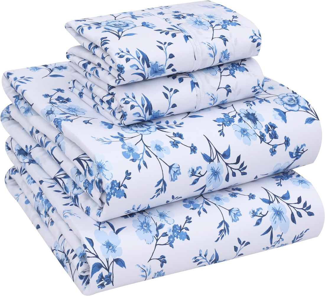 RUVANTI Split King Cotton Sheet Set – Floral, 5PC