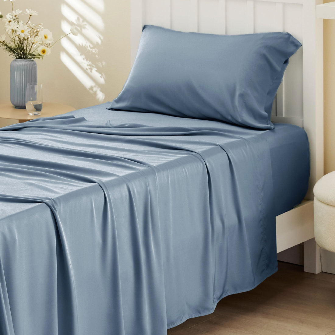 Bedsure King Cooling Bamboo Sheets – Light Beige