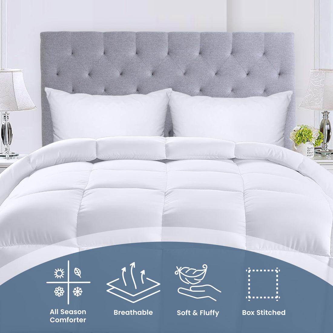 Utopia Queen Comforter – White Down Alternative