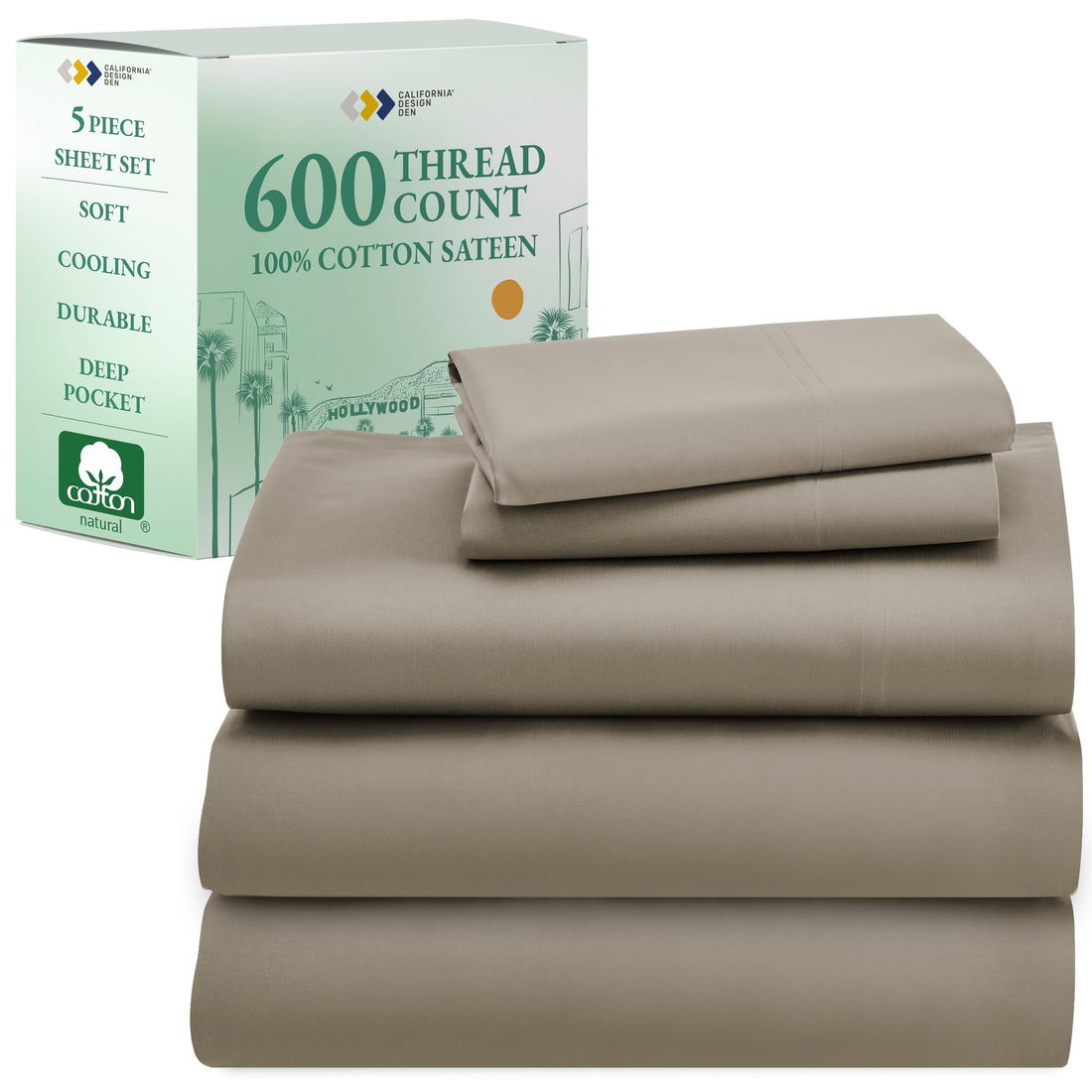 California Design Den King Sheet Set – 100% Cotton, White